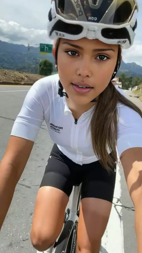 AI Video from prompt: A girl with muscular legs leans forward, lifts h