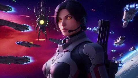 AI Video from prompt: phoenix american anime 3d purple galaxy military