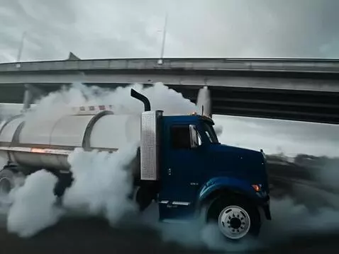 AI Video from prompt: The camera pans to the right. The truck comes to
