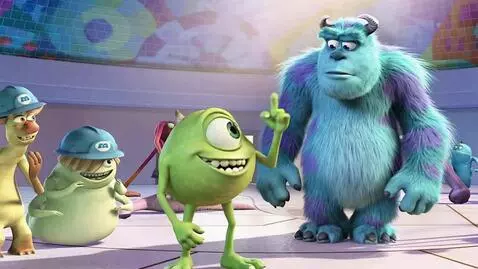 AI Video from prompt: Mike flips off on sulley sulley says " That's en