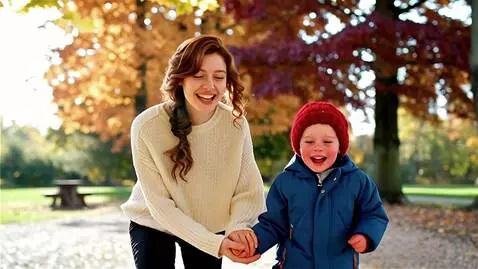AI Video from prompt: A young woman and a 3-year-old child of Slavic a