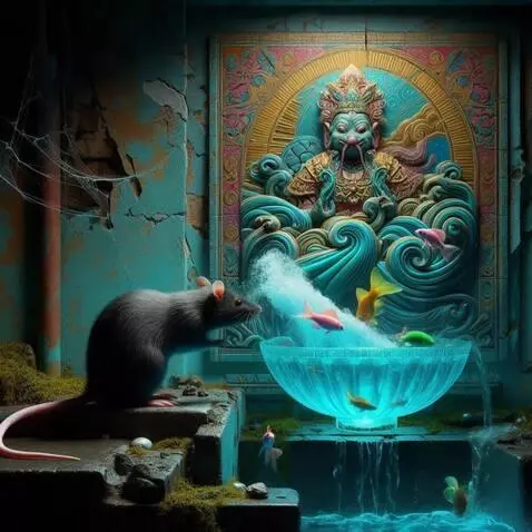 AI Video from prompt: The fish jump in and out of the water. One fish 