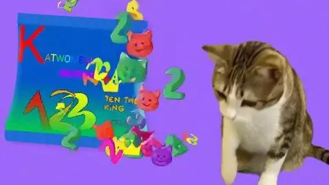 AI Video from prompt: Meowl eats Katwomeal 123 Numbercats 10 the king 