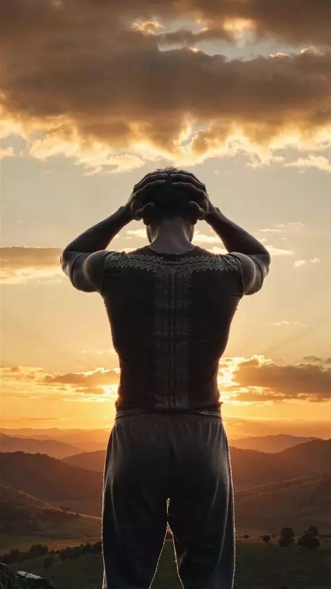 AI Video from prompt: Powerful silhouette of a person overwhelmed by w