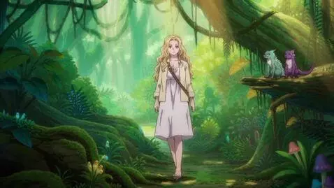 AI Video from prompt: annora american anime 3d fantasy jungle white gi