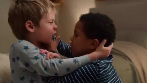 AI Video from prompt: Two boys at six years,wearing pajamas,angry figh