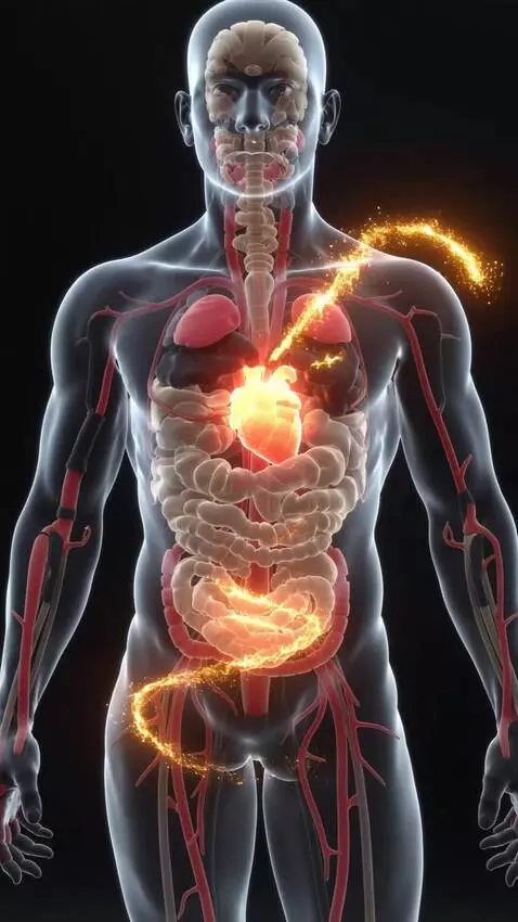 AI Video from prompt: A semi-transparent human body with visible inter