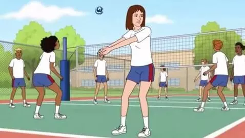 AI Video from prompt: A 18 yo skinny girl, her name is Sarah, in schoo