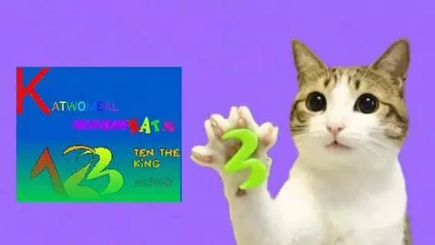 AI Video from prompt: Meowl eats Katwomeal 123 Numbercats 10 the king 
