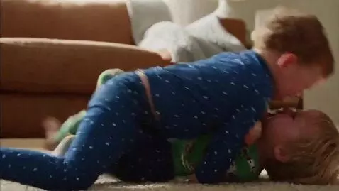 AI Video from prompt: Two toddler boys,wearing pajamas,angry fight,cli