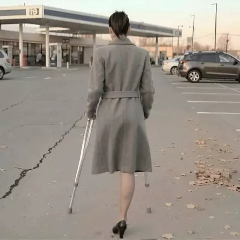 AI Video from prompt: The camera shoots a very beautiful one-legged wo