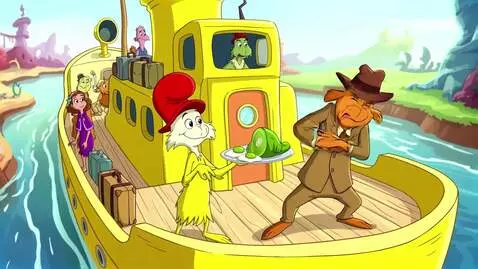 AI Video from prompt: Sam says “Would you, could you, on a boat?” Guy 