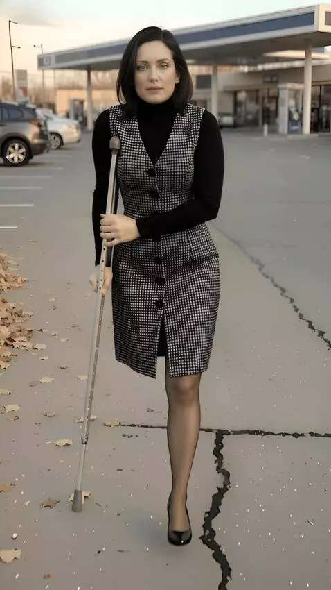 AI Video from prompt: A very beautiful one-legged woman on a single cr