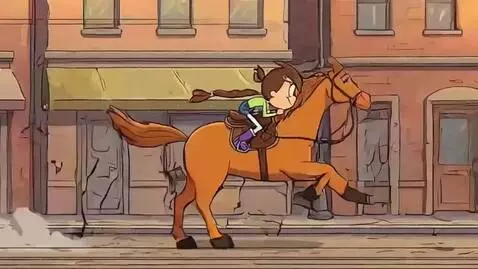 AI Video from prompt: Eliza is got on the saddle for a riding a brown 