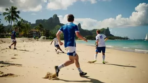 AI Video from prompt: soccer on the beach in the sun in mexico