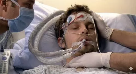 AI Video from prompt: The patient takes big deep breaths, you can hear