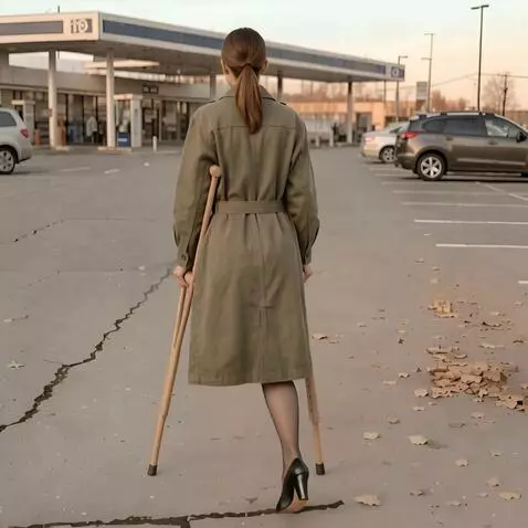 AI Video from prompt: The camera shoots a very beautiful one-legged wo