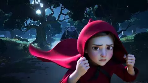 AI Video from prompt: Hyperrealistic forest chase — Little Red Riding 