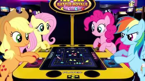 AI Video from prompt: Applejack with a one player joystick, Fluttershy