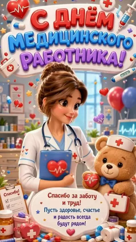 AI Video from prompt: The Doctor moves, smiles and hugs the Teddy Bear