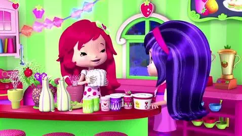 AI Video from prompt: Strawberry Shortcake and Cherry Jam are making c