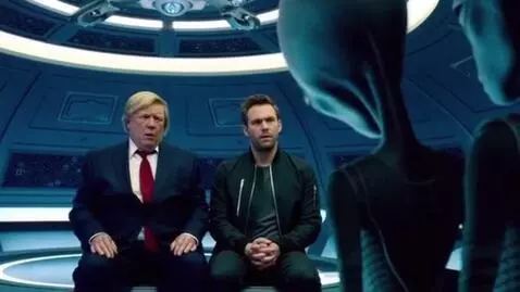 AI Video from prompt: donald j trump and elon musk In the UFO being in