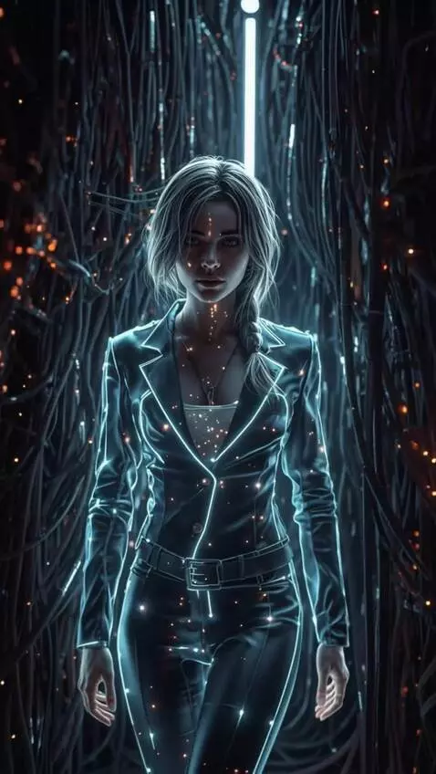 AI Video from prompt: The holographic image of a woman transforms into