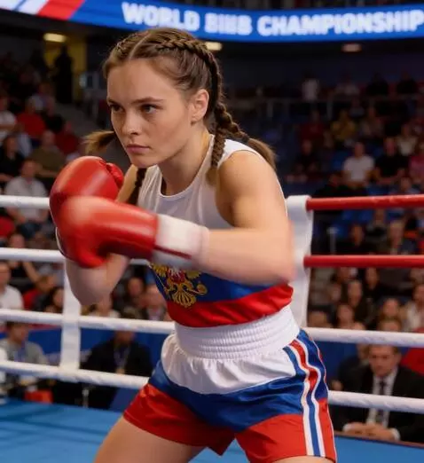 AI Video from prompt: the girl is throwing short practice punches. her
