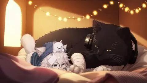 AI Video from prompt: A cozy and heartwarming anime-style scene inside