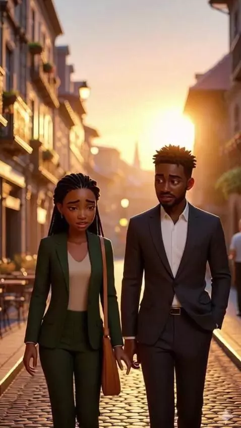 AI Video from prompt: Amina et Kofi marchent côte à côte dans une rue 