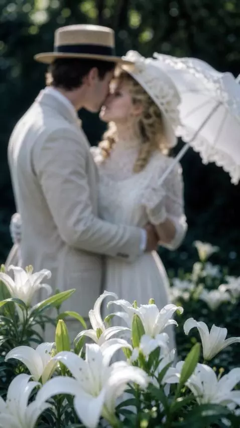 AI Video from prompt: In the background, a couple is gently kissing on