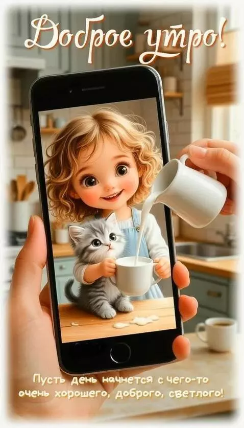 AI Video from prompt: Milk is poured into a cup, the Girl moves and sm