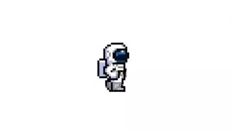 AI Video from prompt: A pixelized astronaut that will stand left and r