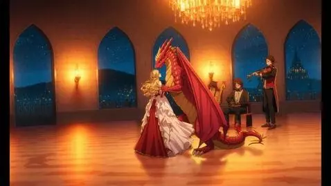 AI Video from prompt: Bring this photo to life beauty and the dragon d