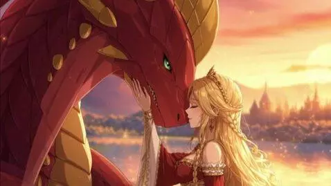 AI Video from prompt: Bring this photo to life beauty and the dragon a
