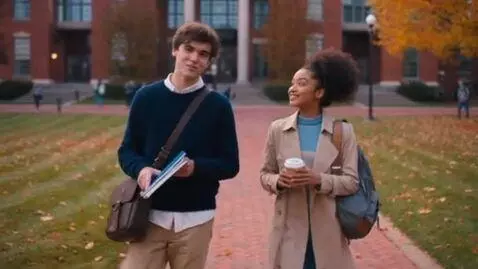AI Video from prompt: A campus story about a man and a woman