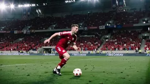 AI Video from prompt: Football player in the 2026 World Cup receives t