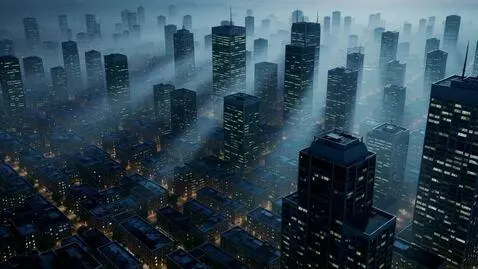 AI Video from prompt: Aerial view of a sleeping city at night, lights 