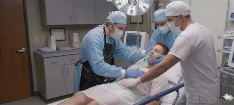 AI Video from prompt: The patient takes short fast breaths. The patien