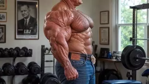 AI Video from prompt: the bodybuilder bounces his massive pecs in a st