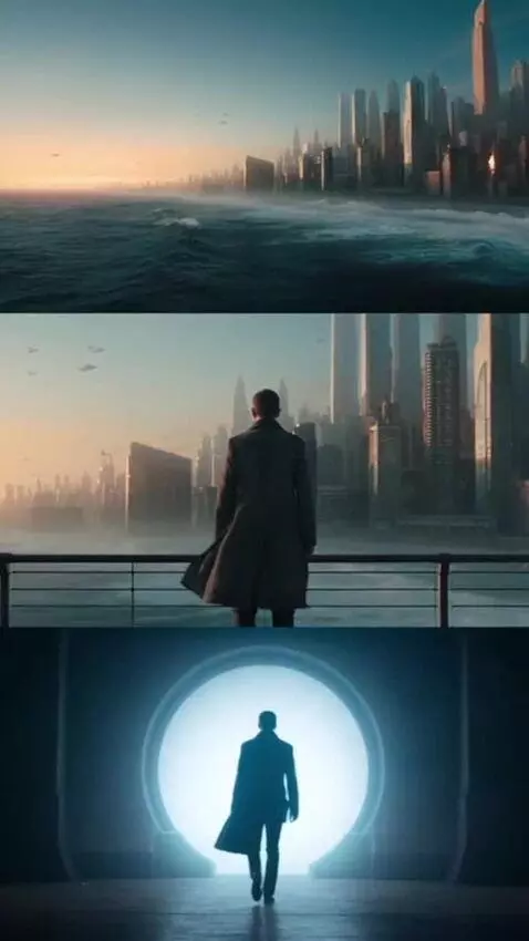 AI Video from prompt: Ultra-high-resolution IMAX cinematic triptych co