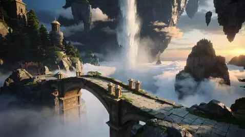 AI Video from prompt: {   "prompt": "epic fantasy landscape, floating 