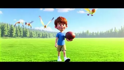 AI Video from prompt: A cheerful 12-year-old cartoon boy walks into a 