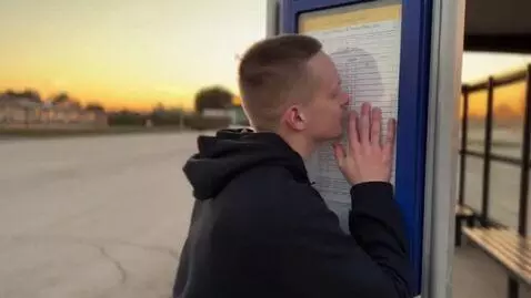 AI Video from prompt: the boy says goodbye to the bus fleet, approache