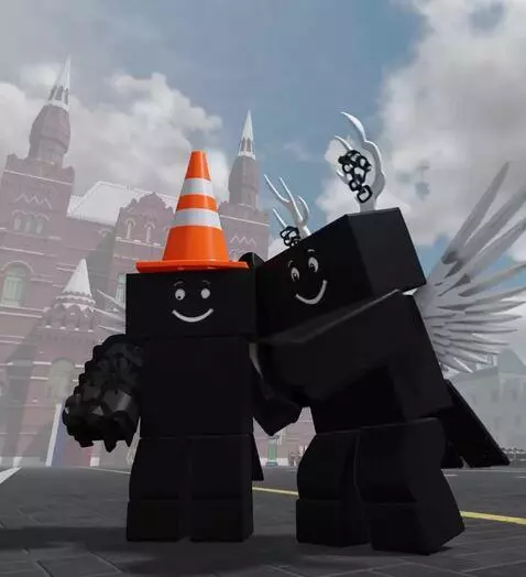 AI Video from prompt: He puts a traffic cone on his clone but then pol