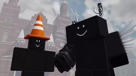 AI Video from prompt: He puts a traffic cone on his clone but then pol