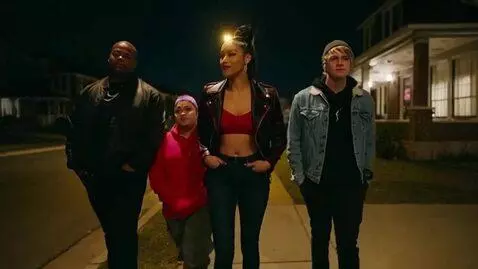 AI Video from prompt: Woman joins her goons while she gets her parents