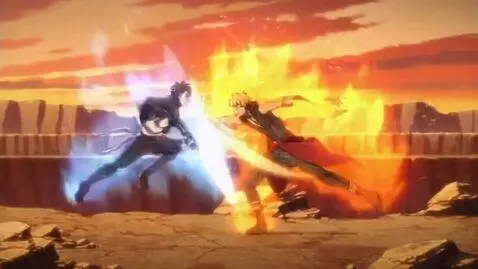 AI Video from prompt: guy fighting another guy with a sword and anime 