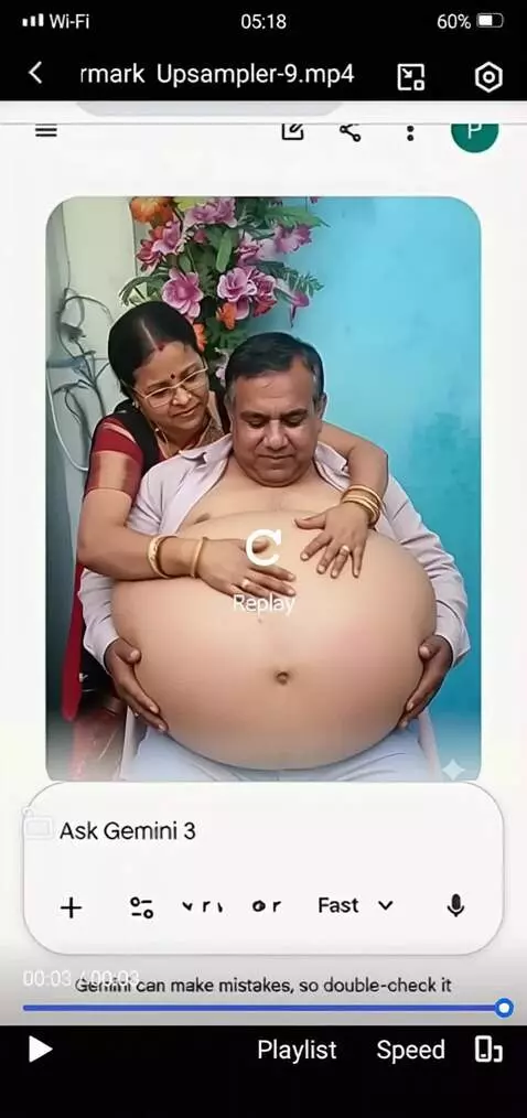 AI Video from prompt: Create a video where this lady is rubbing her bo