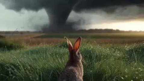 AI Video from prompt: The rabbit going to tornado